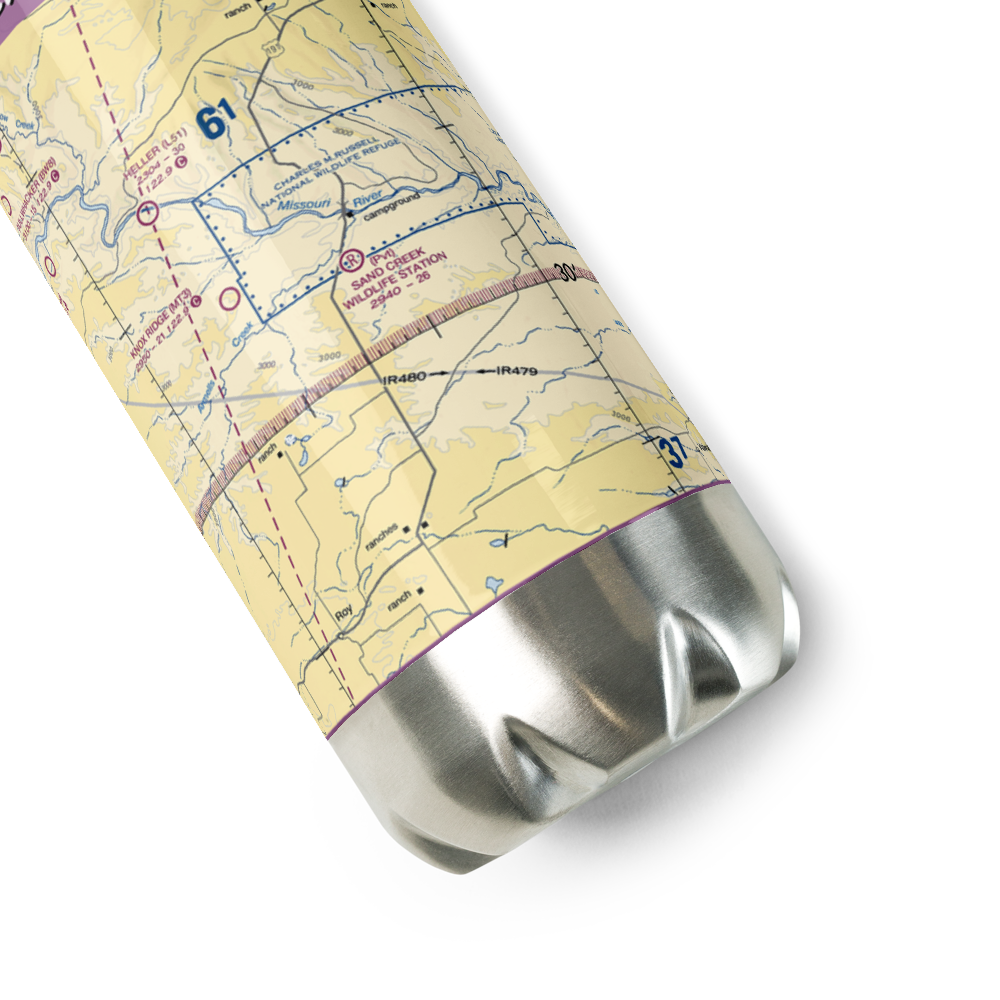 Sand Creek Wildlife Station Airport (MT79) VFR Sectional Water Bottle 