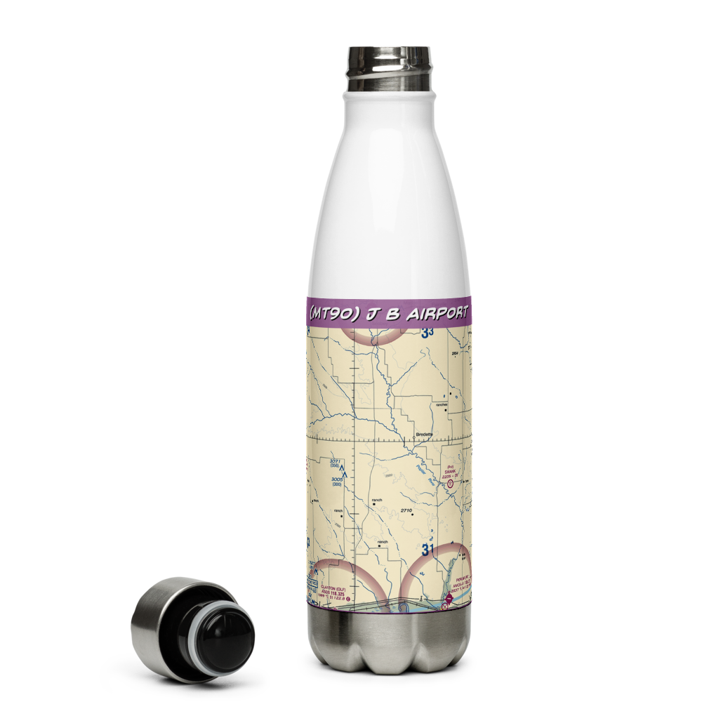 J B Airport (MT90) VFR Sectional Water Bottle 
