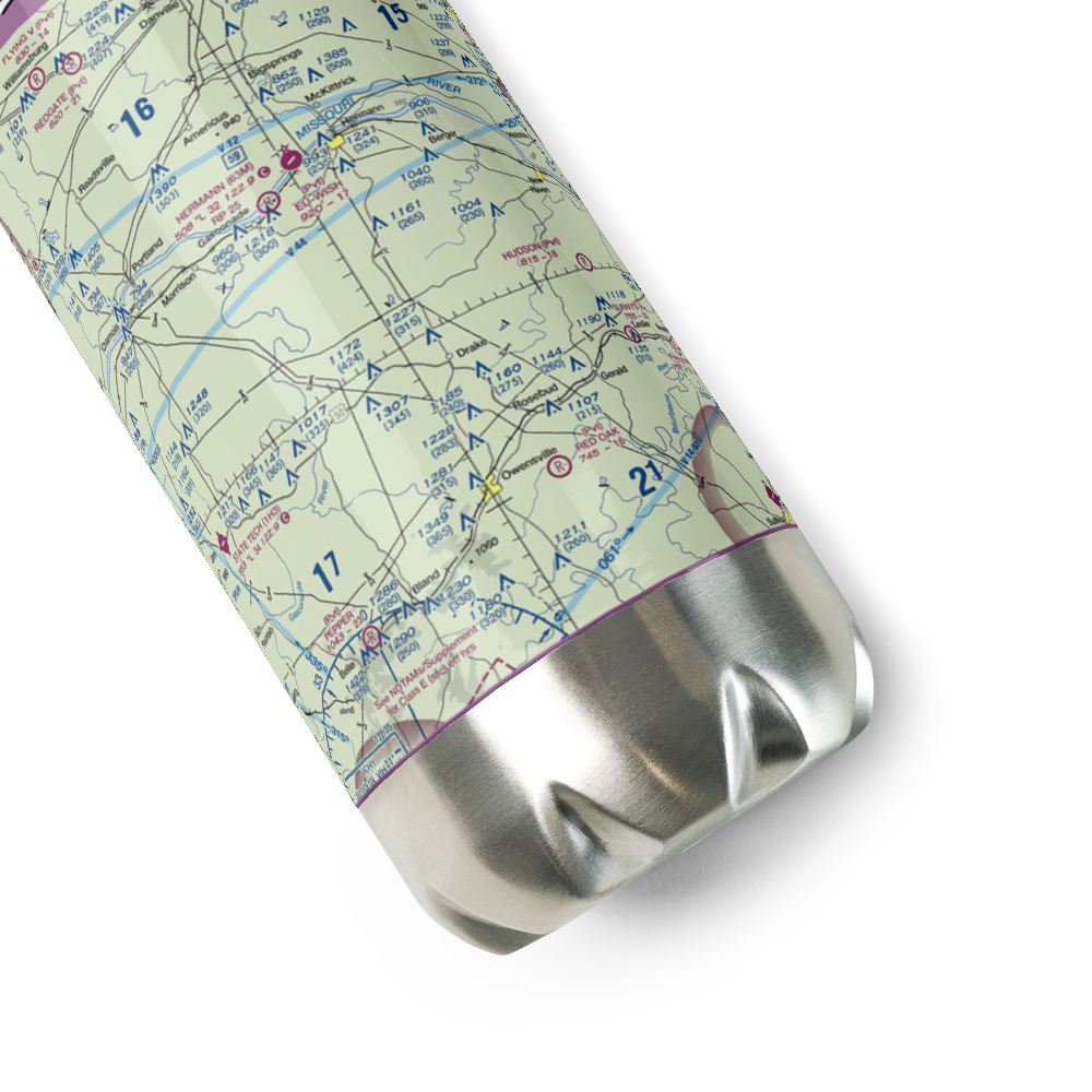 Miller Farm Airport (MU21) VFR Sectional Water Bottle 