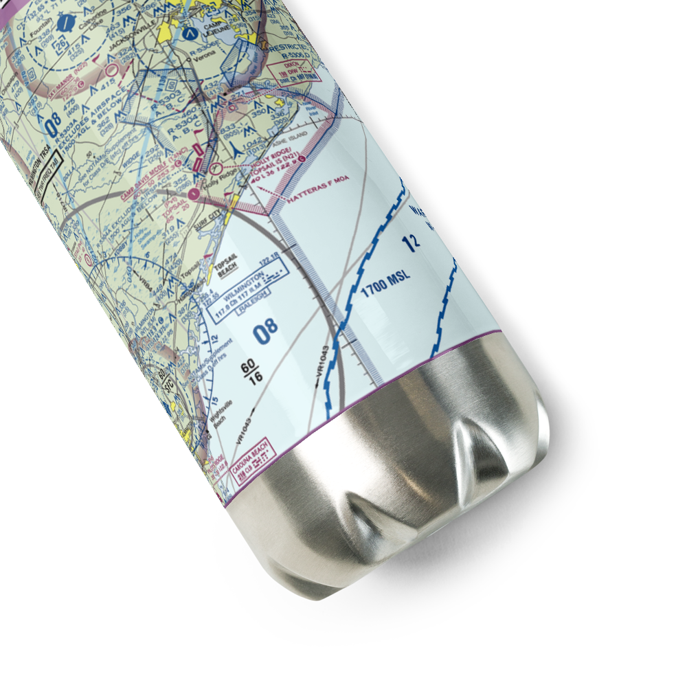 Holly Ridge/Topsail Island Airport (N21) VFR Sectional Water Bottle 