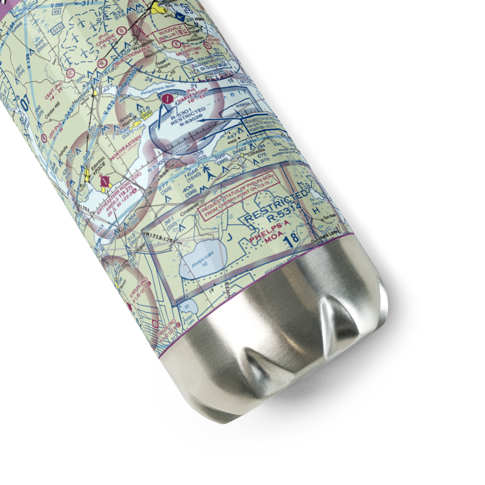 Harvey Point Defense Testing Activity Airport (NC01) VFR Sectional Water Bottle 