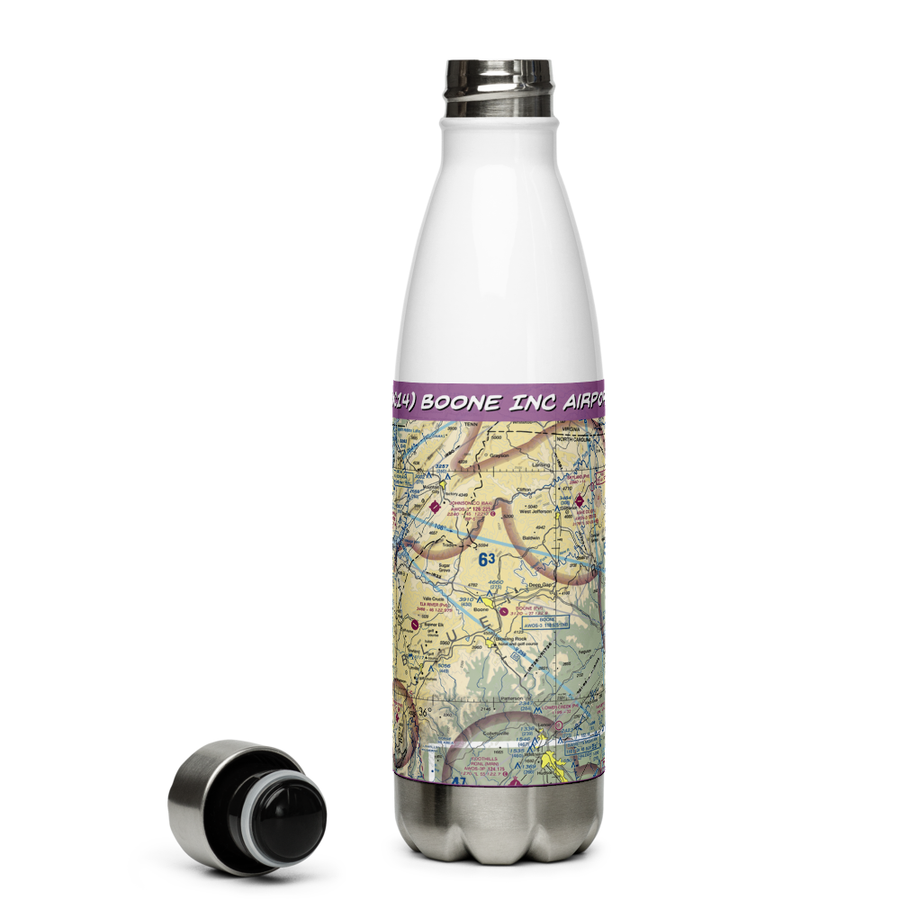 Boone Inc Airport (NC14) VFR Sectional Water Bottle 