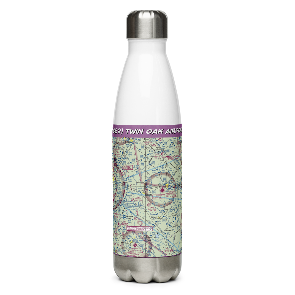 Twin Oak Airport (NC69) VFR Sectional Water Bottle 