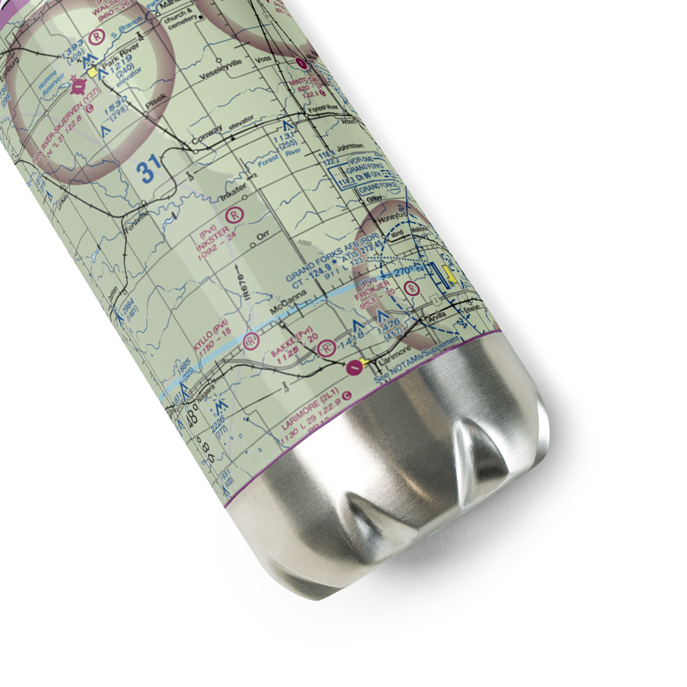 Inkster Airport (ND24) VFR Sectional Water Bottle 