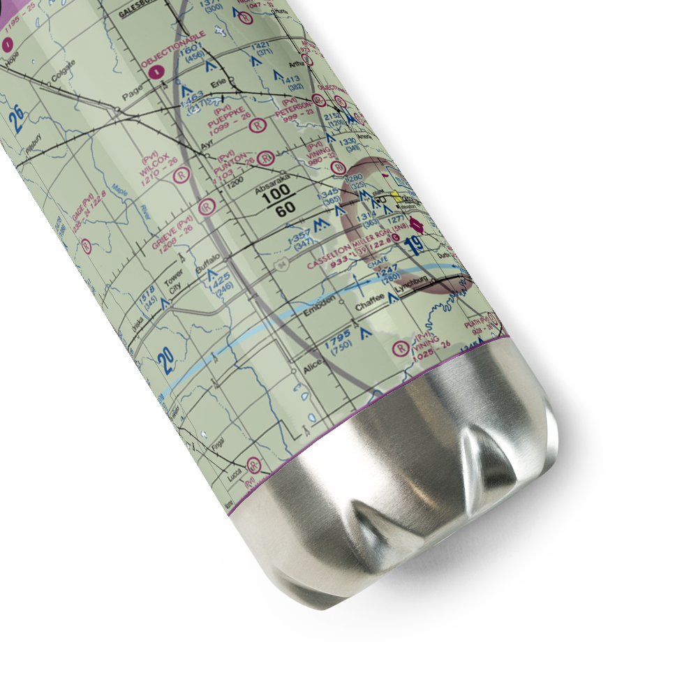 Grieve Airport (ND59) VFR Sectional Water Bottle 