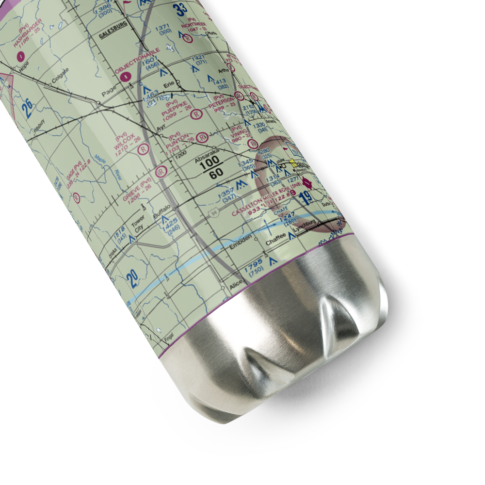 Wilcox Farm Airport (ND78) VFR Sectional Water Bottle 