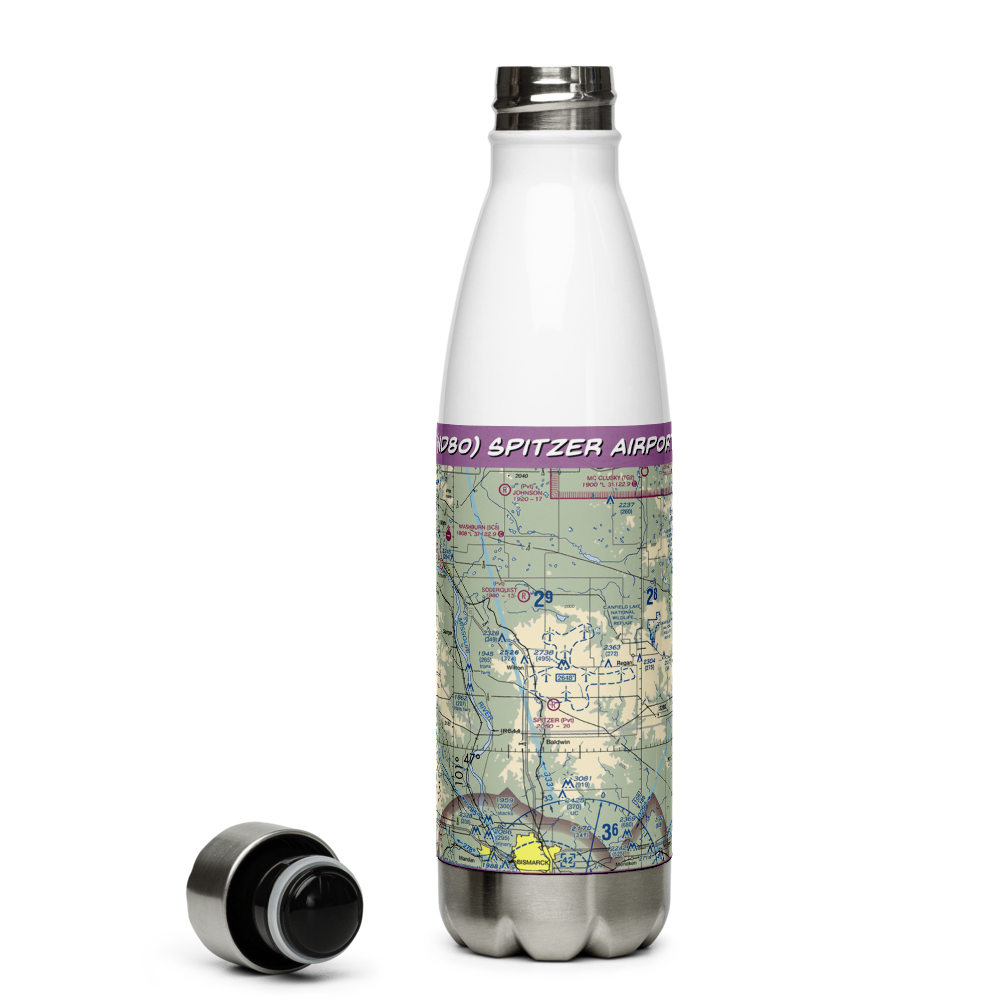 Spitzer Airport (ND80) VFR Sectional Water Bottle 