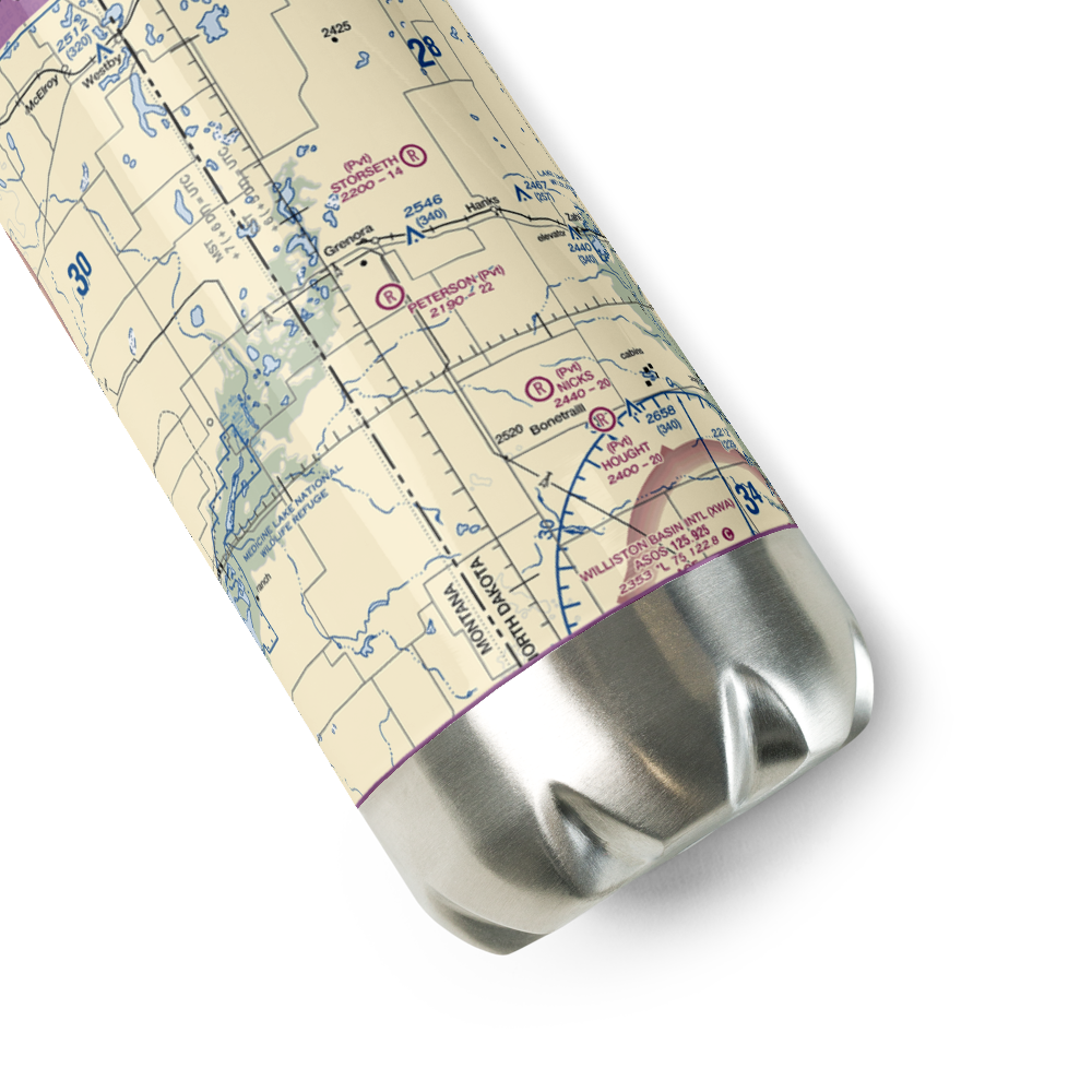 Peterson Airport (ND86) VFR Sectional Water Bottle 