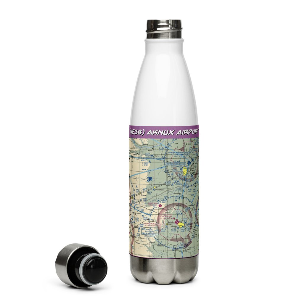Aknux Airport (NE38) VFR Sectional Water Bottle 