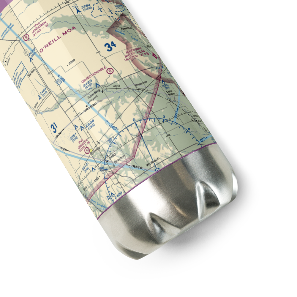 Glaser Airport (NE85) VFR Sectional Water Bottle 