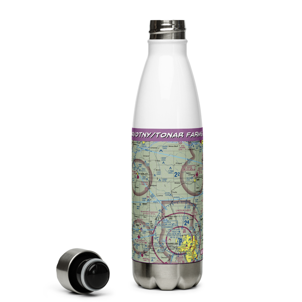 Novotny/Tonar Farms Airport (NE88) VFR Sectional Water Bottle 