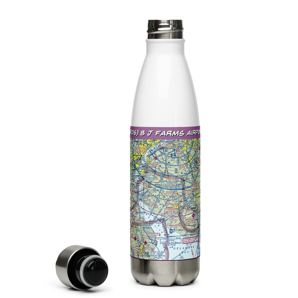 B J Farms Airport (NJ06) VFR Sectional Water Bottle 