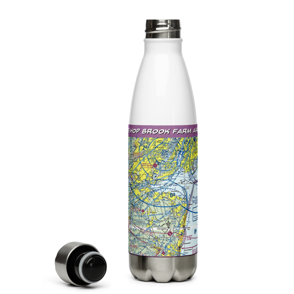Hop Brook Farm Airport (NJ72) VFR Sectional Water Bottle 
