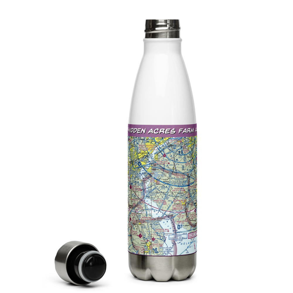 Hidden Acres Farm Airport (NJ84) VFR Sectional Water Bottle 
