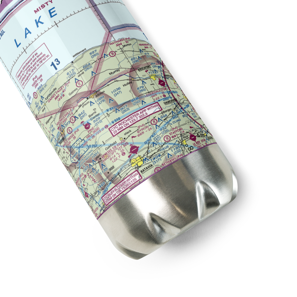 Dawn Patrol Aviation Airport (NK31) VFR Sectional Water Bottle 