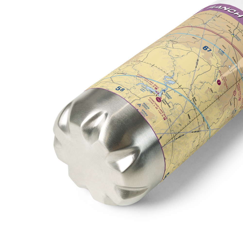 Bell Ranch Headquarters Airport (NM33) VFR Sectional Water Bottle 