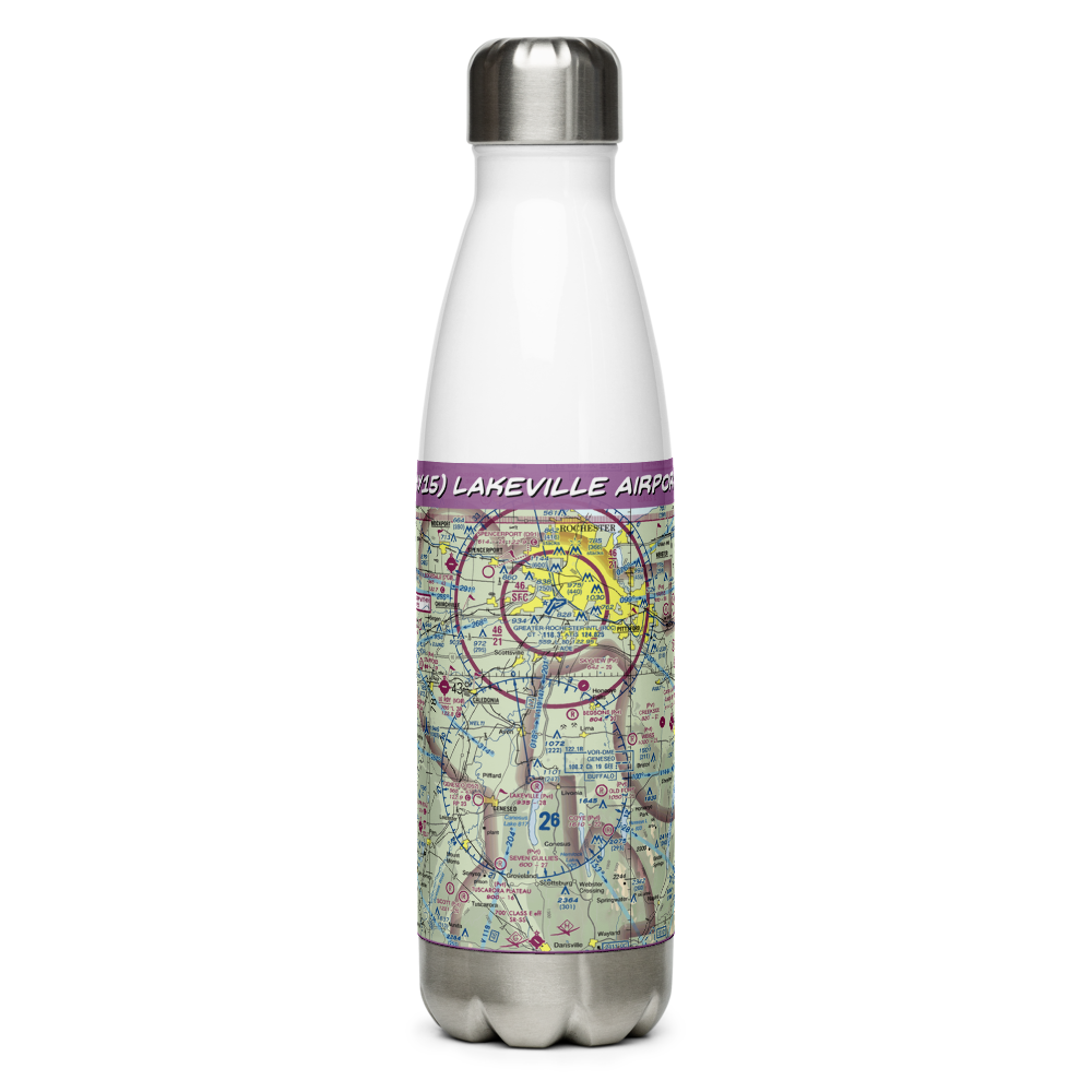Lakeville Airport (NY15) VFR Sectional Water Bottle 