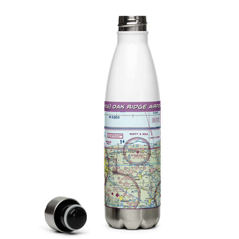 Oak Ridge Airport (NY16) VFR Sectional Water Bottle 