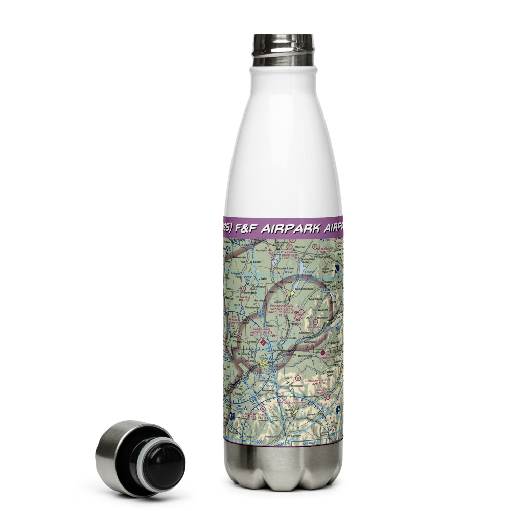 F&F Airpark Airport (NY25) VFR Sectional Water Bottle 
