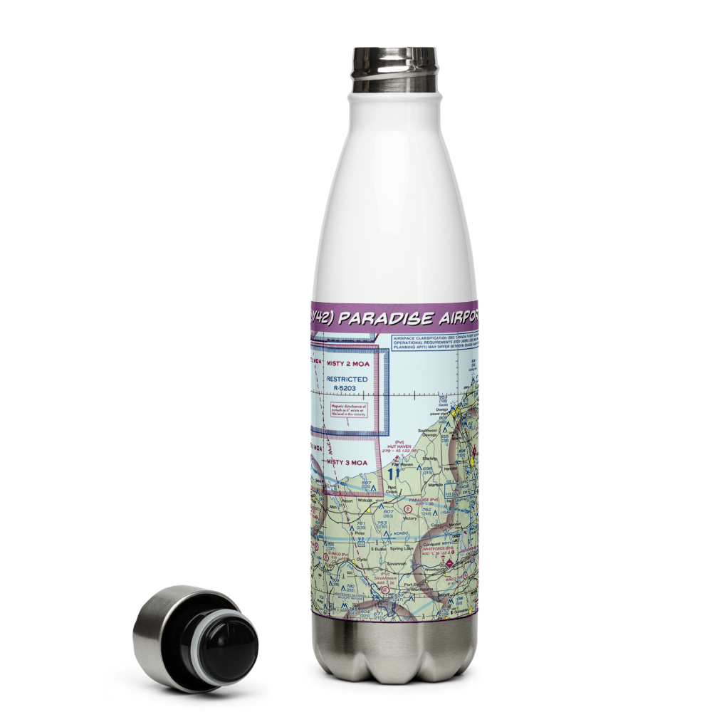 Paradise Airport (NY42) VFR Sectional Water Bottle 