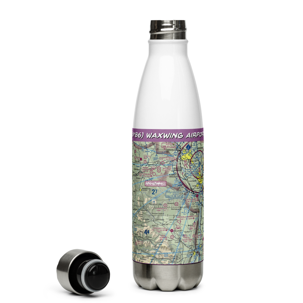 Waxwing Airport (NY86) VFR Sectional Water Bottle 