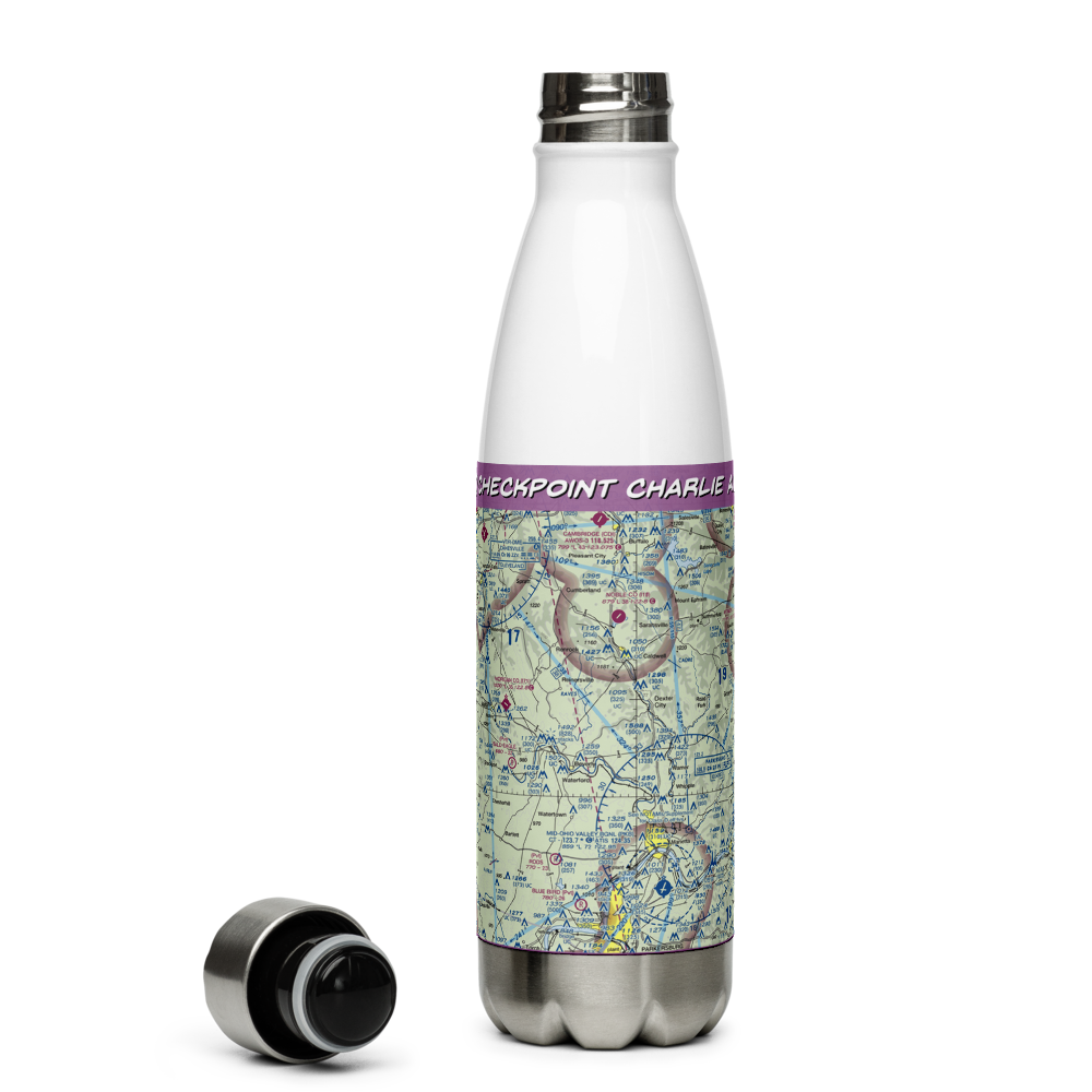 Checkpoint Charlie Airport (OI27) VFR Sectional Water Bottle 