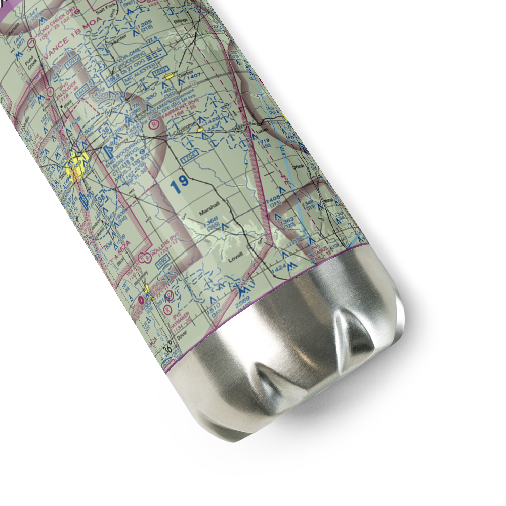 Fairmont Field Airport (1OK) VFR Sectional Water Bottle 