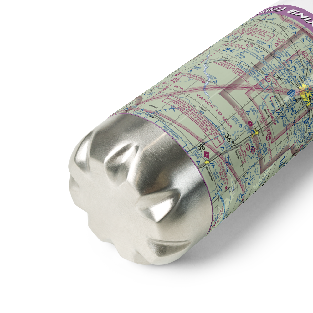 Enix Boys Airport (OK51) VFR Sectional Water Bottle 