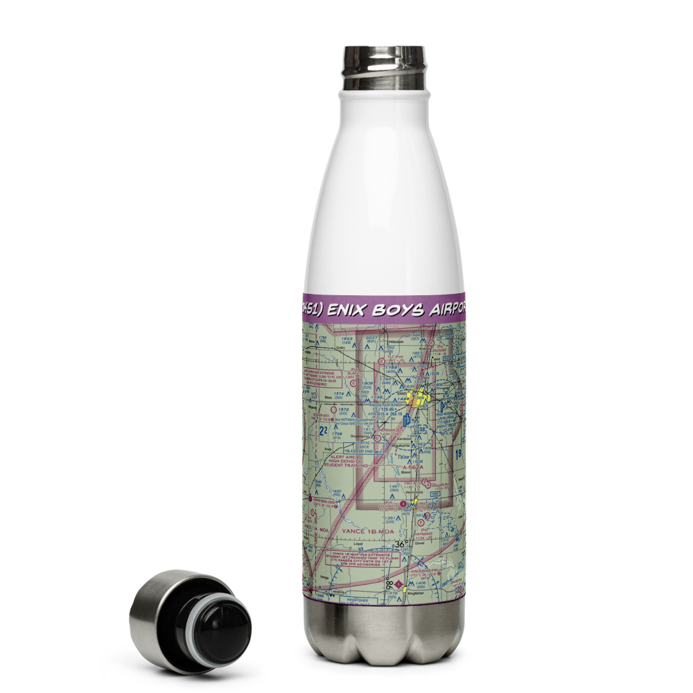 Enix Boys Airport (OK51) VFR Sectional Water Bottle 