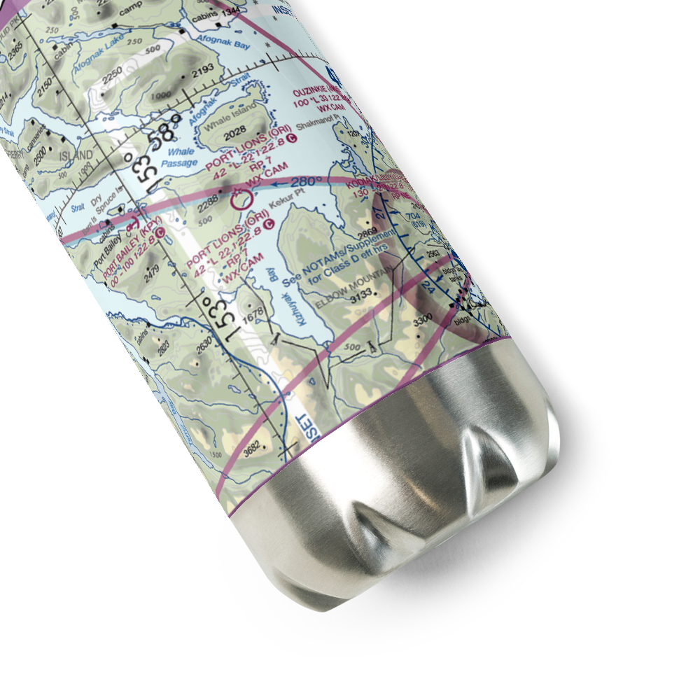 Port Lions Airport (ORI) VFR Sectional Water Bottle 