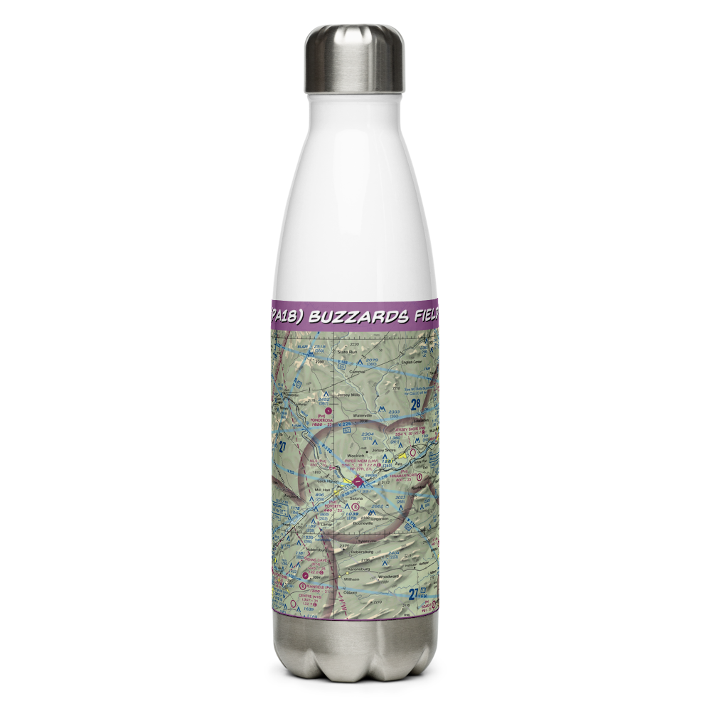Buzzards Field (PA18) VFR Sectional Water Bottle 