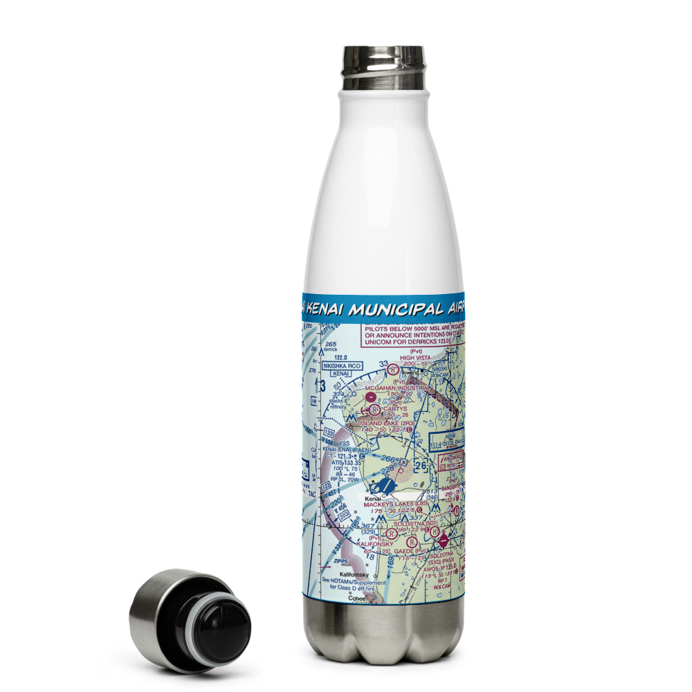 Kenai Municipal Airport (ENA) VFR Sectional Water Bottle 