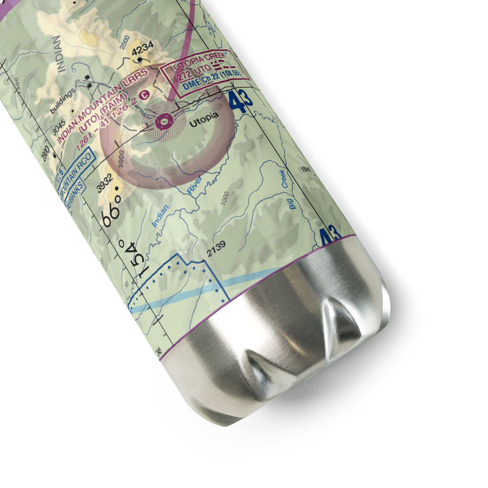 Indian Mountain LRRS Airport (UTO) VFR Sectional Water Bottle 