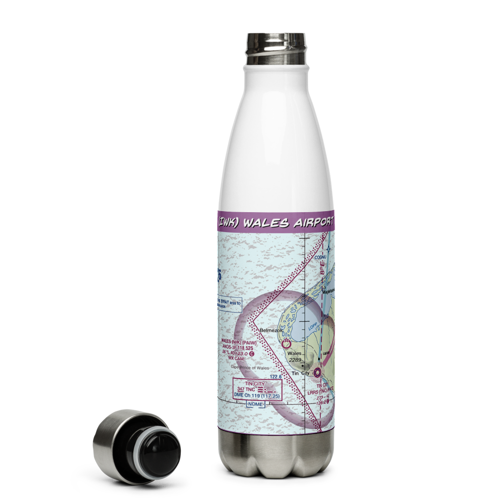 Wales Airport (IWK) VFR Sectional Water Bottle 