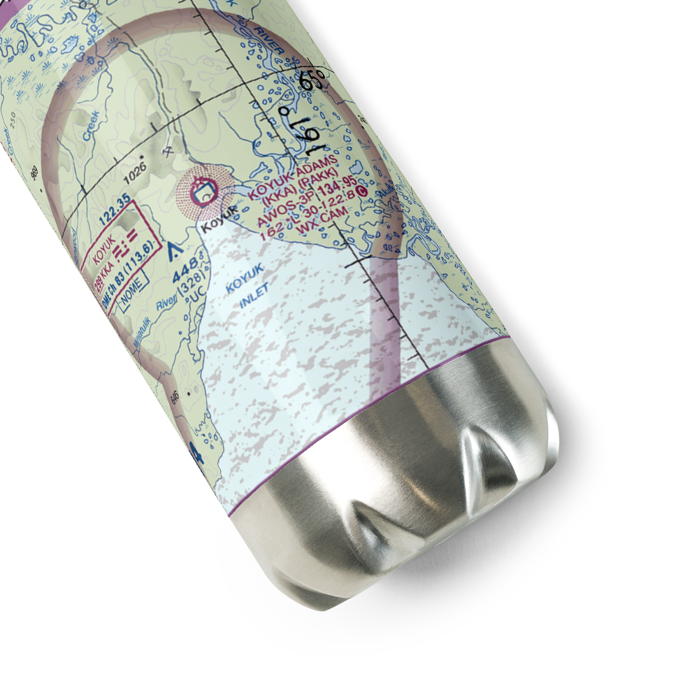 Koyuk Alfred Adams Airport (KKA) VFR Sectional Water Bottle 