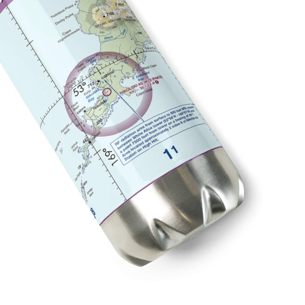 Nikolski Air Station (IKO) VFR Sectional Water Bottle 