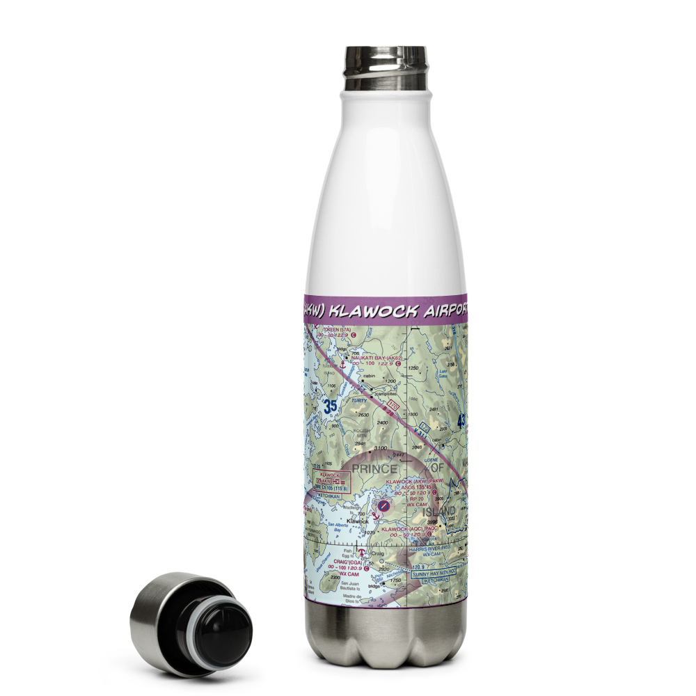 Klawock Airport (AKW) VFR Sectional Water Bottle 