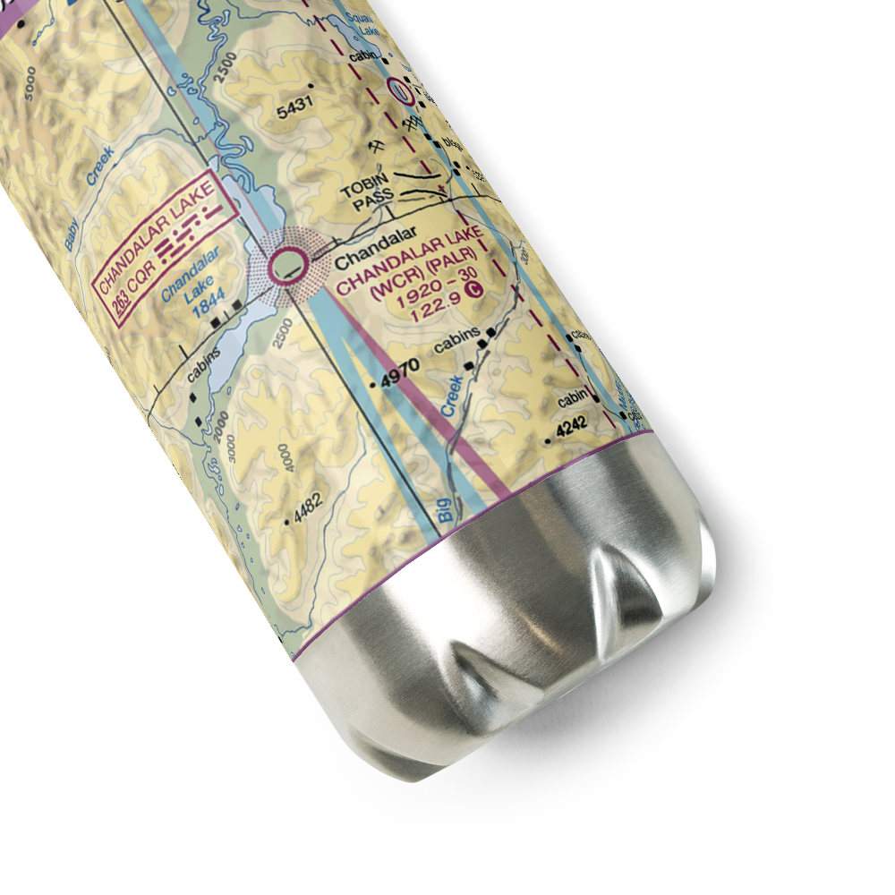 Chandalar Lake Airport (WCR) VFR Sectional Water Bottle 
