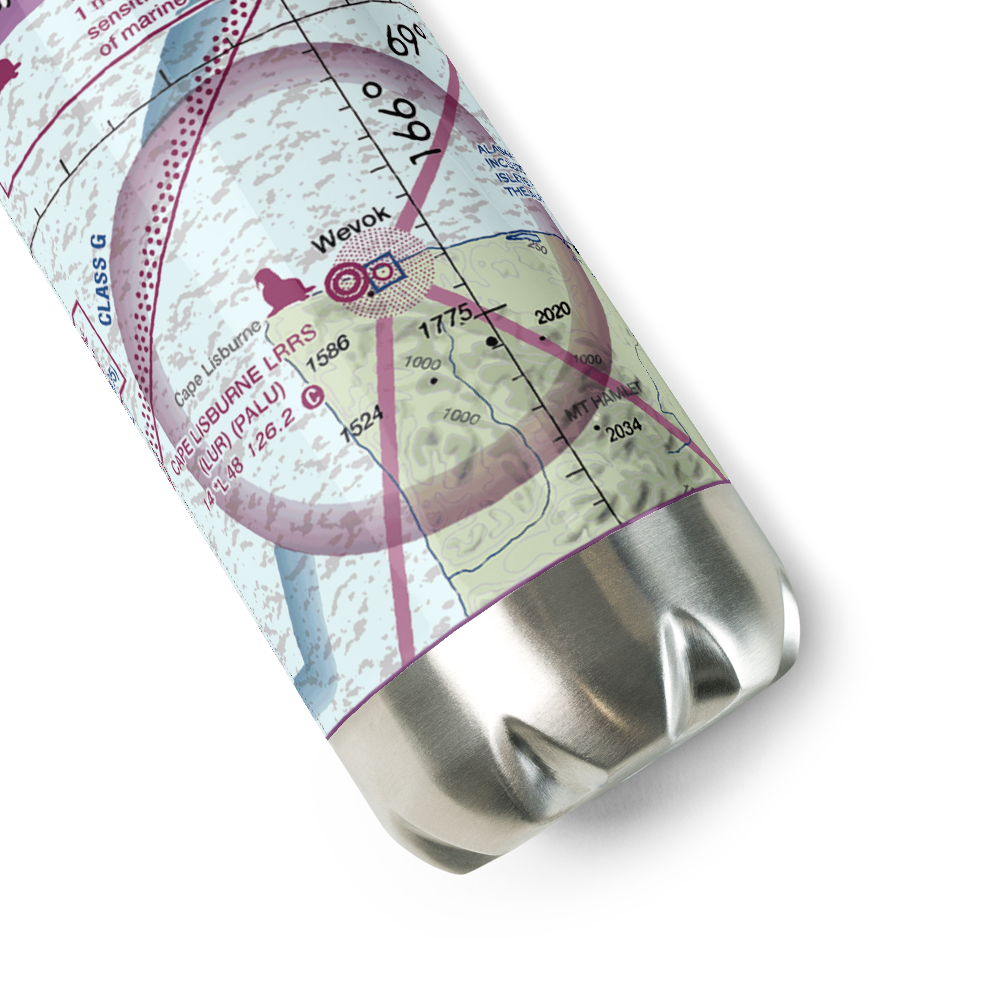 Cape Lisburne LRRS Airport (LUR) VFR Sectional Water Bottle 