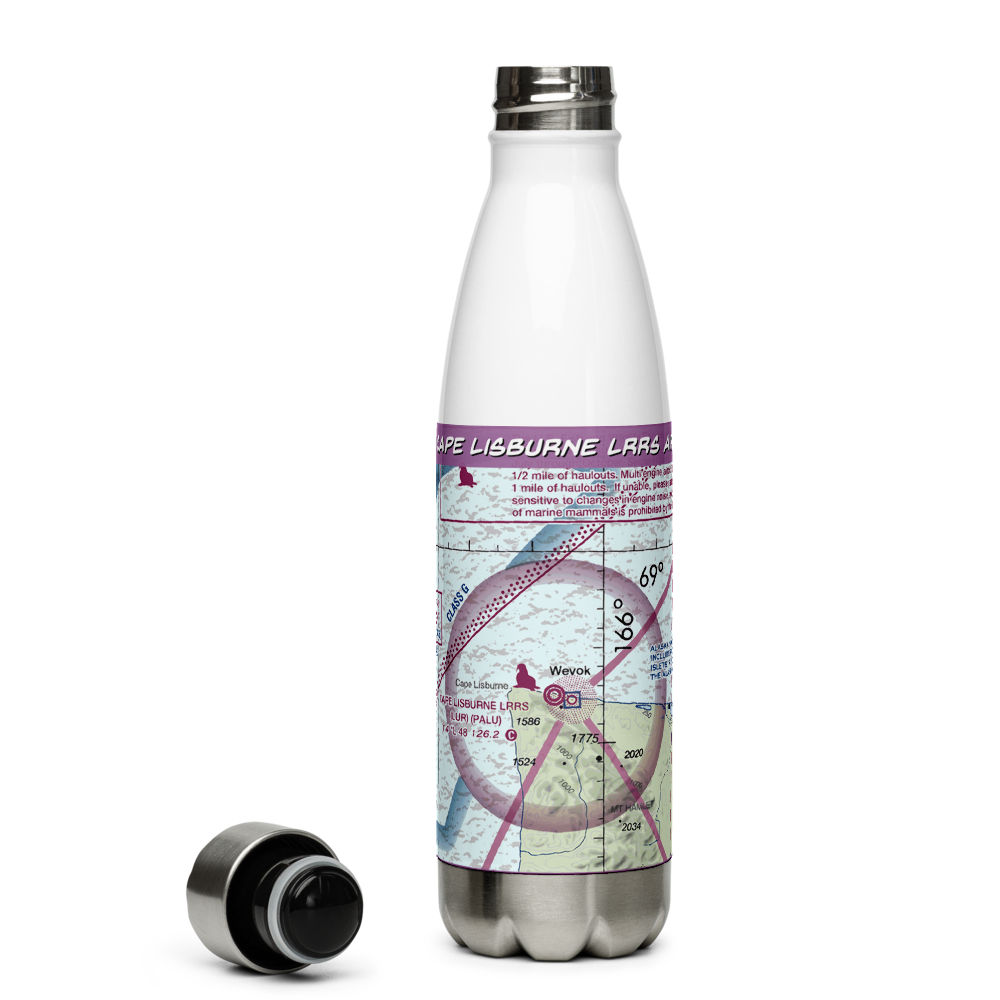 Cape Lisburne LRRS Airport (LUR) VFR Sectional Water Bottle 