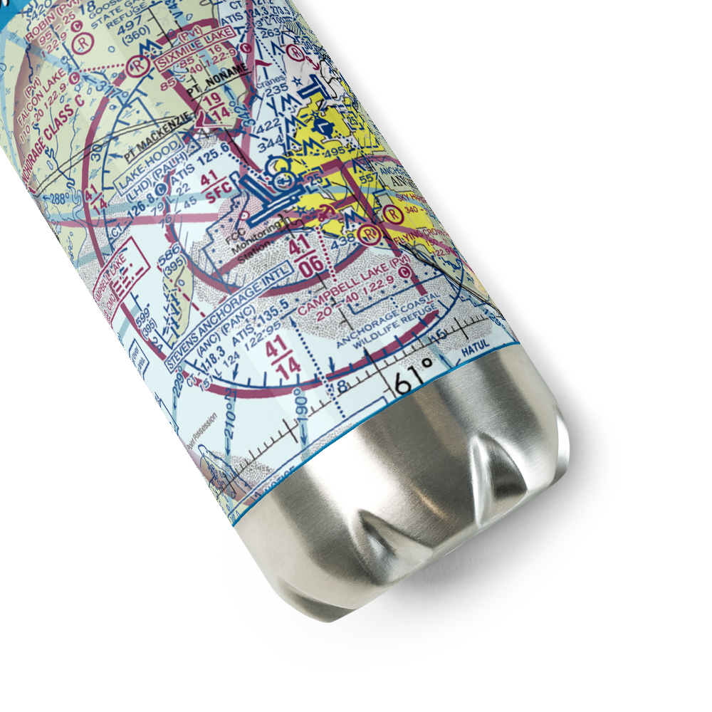 Ted Stevens Anchorage International Airport (ANC) VFR Sectional Water Bottle 