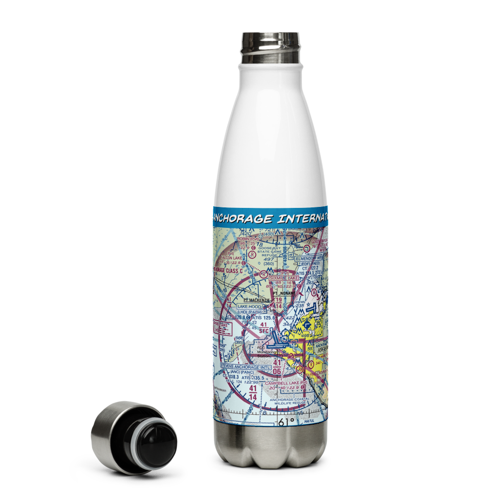 Ted Stevens Anchorage International Airport (ANC) VFR Sectional Water Bottle 