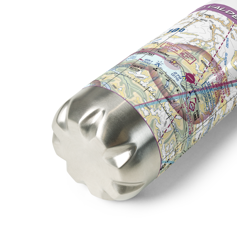 Valdez Pioneer Field (VDZ) VFR Sectional Water Bottle 