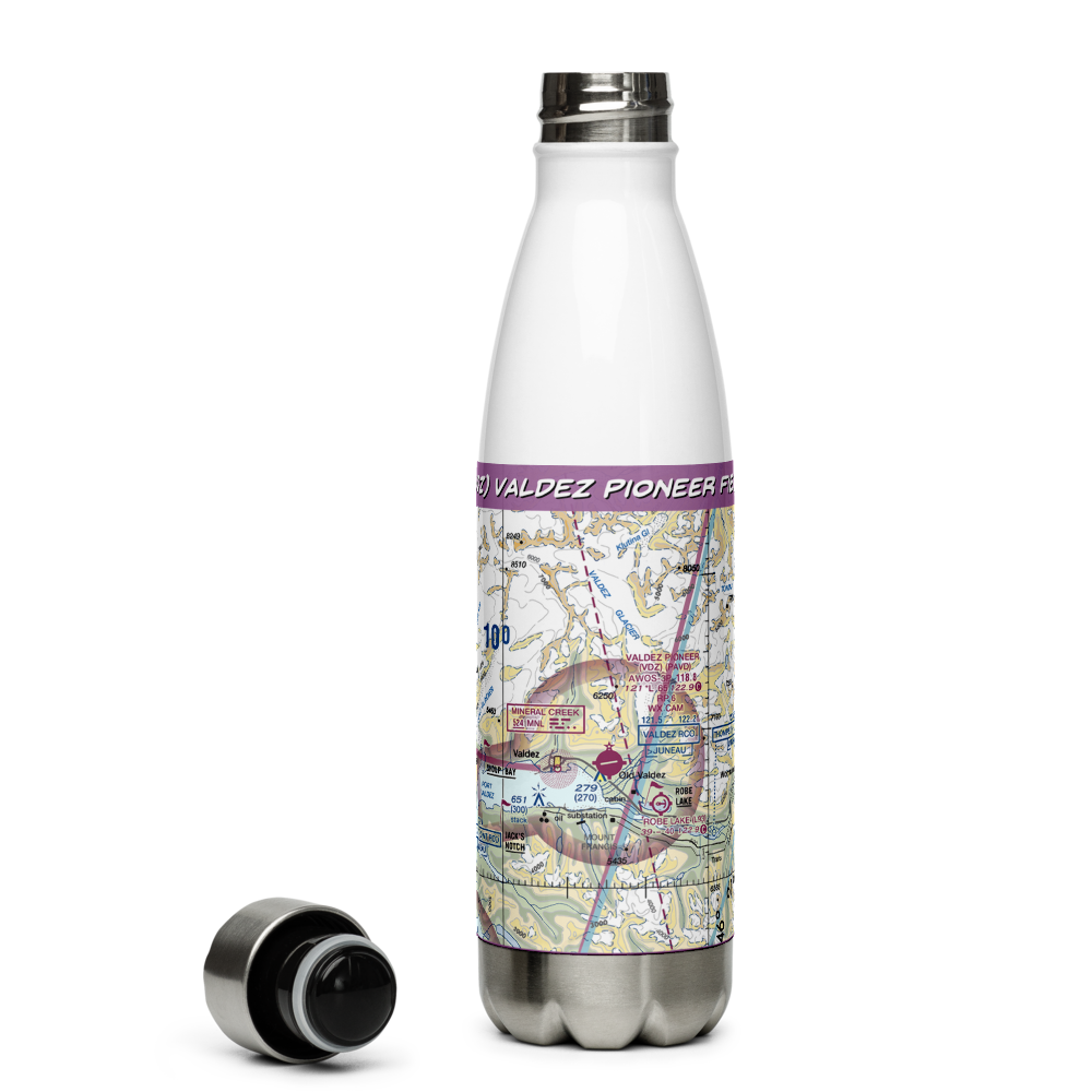 Valdez Pioneer Field (VDZ) VFR Sectional Water Bottle 