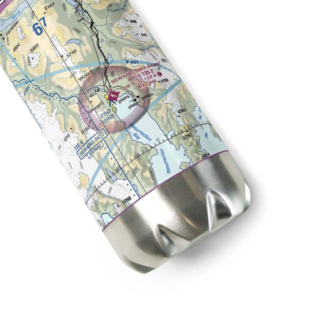 Seward Airport (SWD) VFR Sectional Water Bottle 