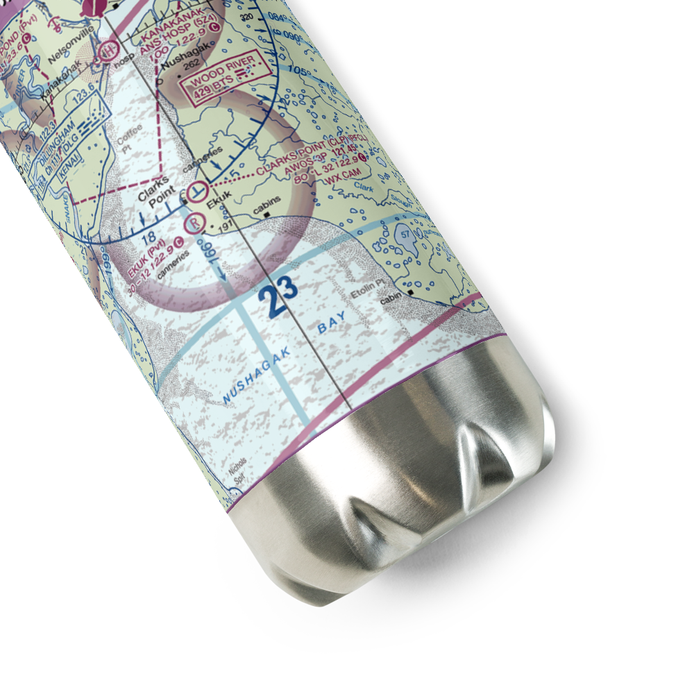 Clarks Point Airport (CLP) VFR Sectional Water Bottle 