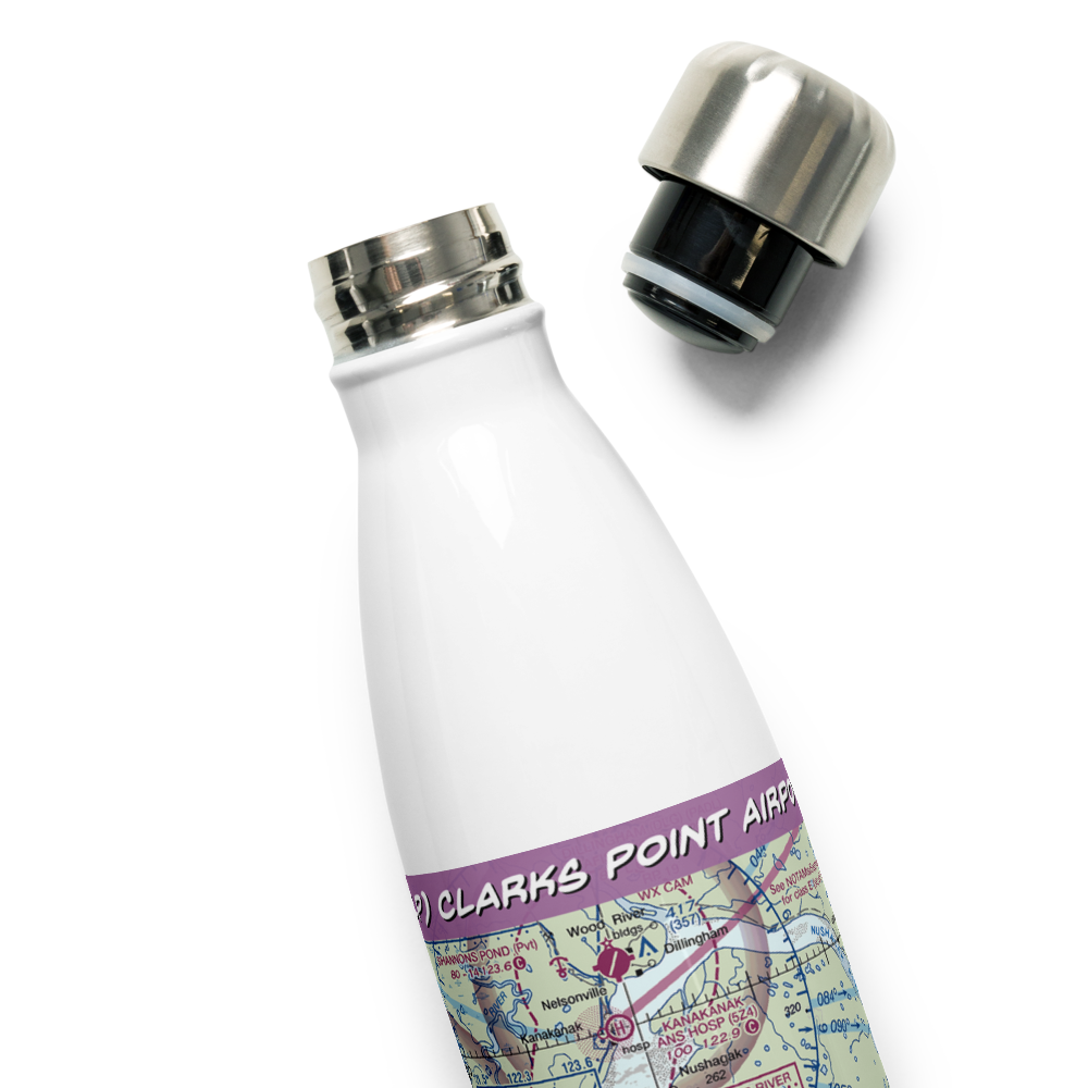 Clarks Point Airport (CLP) VFR Sectional Water Bottle 
