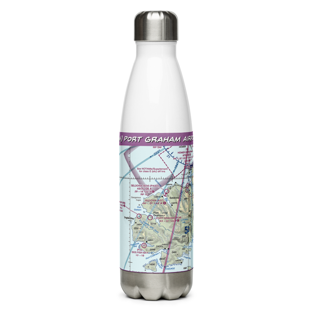 Port Graham Airport (PGM) VFR Sectional Water Bottle 