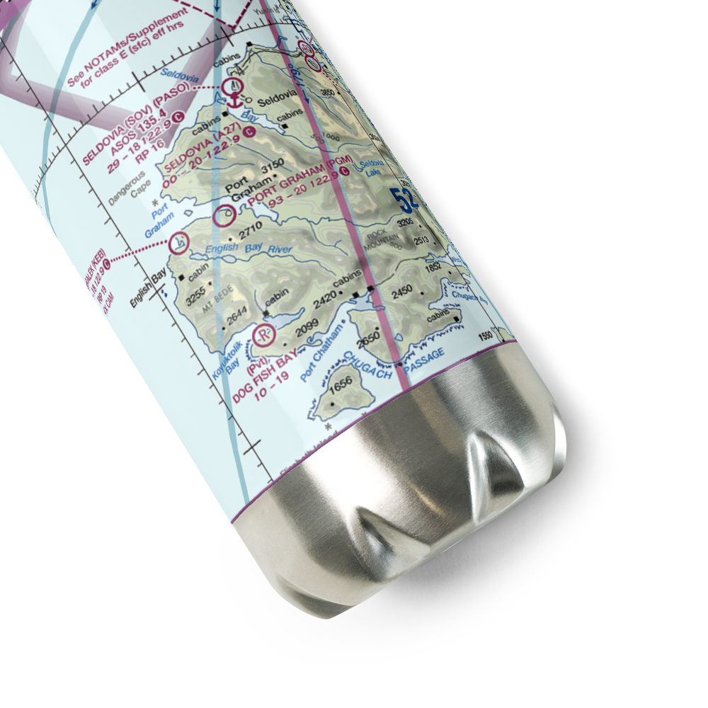 Port Graham Airport (PGM) VFR Sectional Water Bottle 