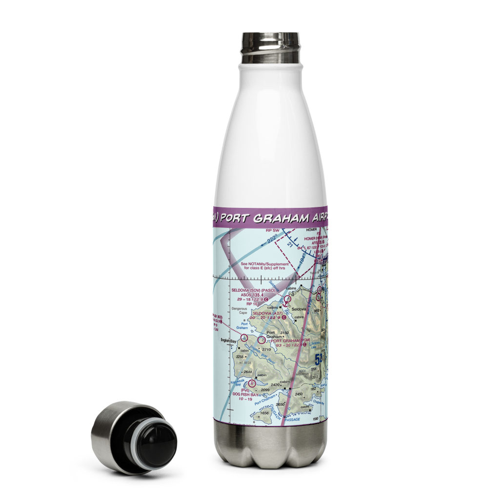 Port Graham Airport (PGM) VFR Sectional Water Bottle 